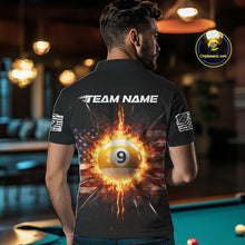 Load image into Gallery viewer, 8 Ball Pool 9 Ball Men Billiard Polo &amp; 1/4-Zip Shirt Custom Patriotic Billiard Team Jersey NYN2371