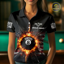 Load image into Gallery viewer, 8 Ball Pool 9 Ball Women Billiard Polo &amp; 1/4-Zip Shirt Custom Patriotic Billiard Team Jersey NYN2371
