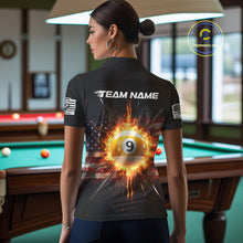 Load image into Gallery viewer, 8 Ball Pool 9 Ball Women Billiard Polo &amp; 1/4-Zip Shirt Custom Patriotic Billiard Team Jersey NYN2371