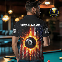 Load image into Gallery viewer, Flame 8 Ball Pool Men Billiard Polo &amp; 1/4-Zip Shirt Custom US Flag Billiard Team Jersey NYN2372
