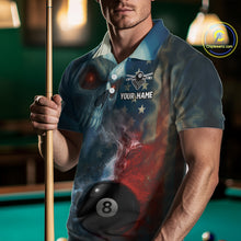 Load image into Gallery viewer, US Flag Smoke 8 Ball Men Billiard Polo &amp; 1/4-Zip Shirt Custom Skull Pool Billiard Team Apparel NYN2383