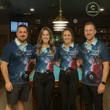 Load image into Gallery viewer, US Flag Smoke 8 Ball Men Billiard Polo &amp; 1/4-Zip Shirt Custom Skull Pool Billiard Team Apparel NYN2383