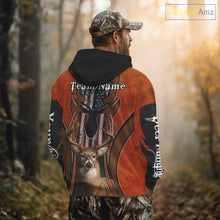Load image into Gallery viewer, Personalized Orange US Flag Deer Hunting Shirts for Men - Custom Crew Hunting Outfit &amp; Gifls NBT56
