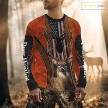 Load image into Gallery viewer, Personalized Orange US Flag Deer Hunting Shirts for Men - Custom Crew Hunting Outfit &amp; Gifls NBT56