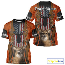 Load image into Gallery viewer, Personalized Orange US Flag Deer Hunting Shirts for Men - Custom Crew Hunting Outfit &amp; Gifls NBT56