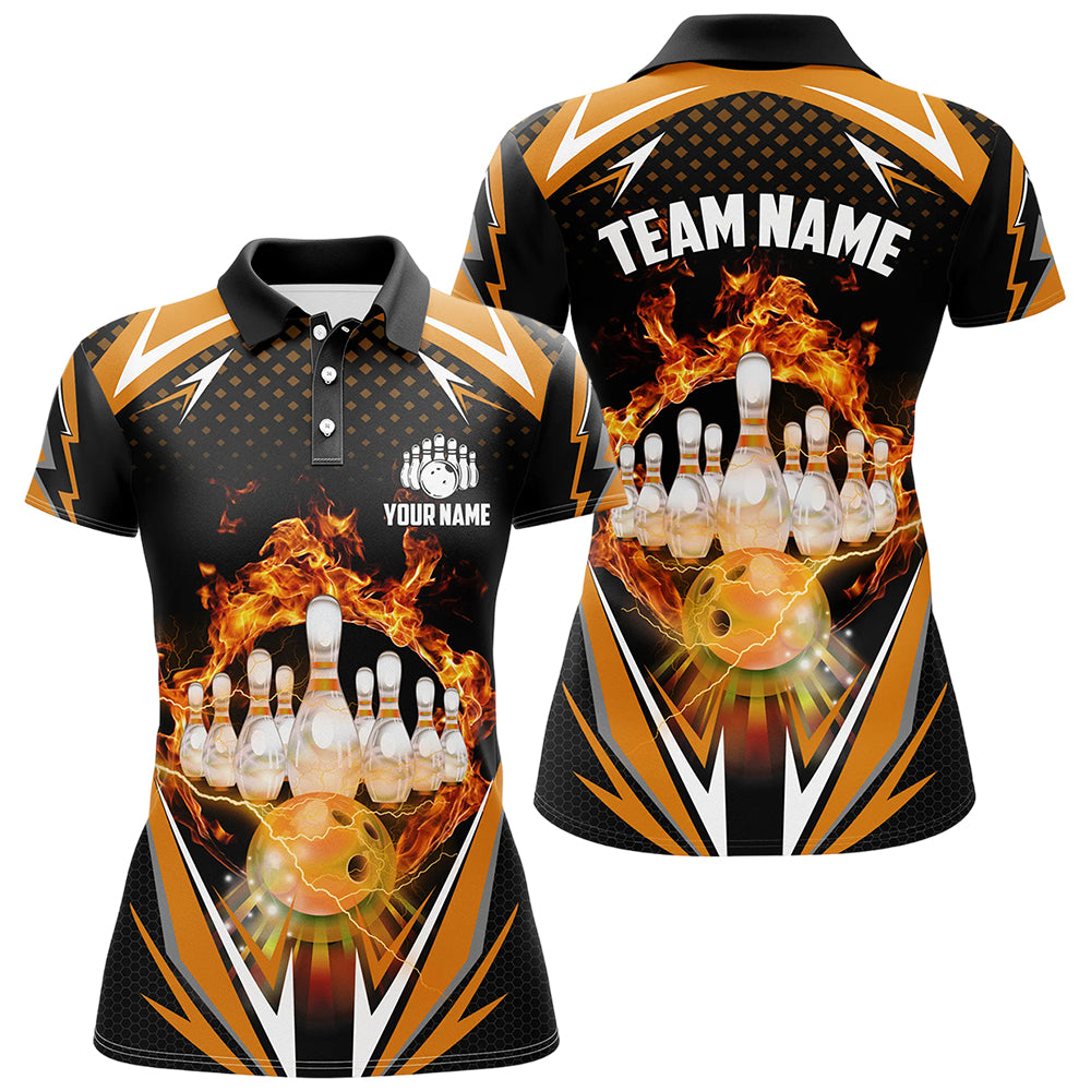 Orange Bowling Shirt Camo Bowling Shirt Customized Flame Bowling Jersey Unisex Polo Shirt for Women QZT259