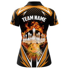 Load image into Gallery viewer, Orange Bowling Shirt Camo Bowling Shirt Customized Flame Bowling Jersey Unisex Polo Shirt for Women QZT259