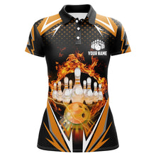 Load image into Gallery viewer, Orange Bowling Shirt Camo Bowling Shirt Customized Flame Bowling Jersey Unisex Polo Shirt for Women QZT259