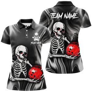 Personalized Bowling Shirt Women Skull Bowling Team Jersey Polo Shirt for Bowler QZT418