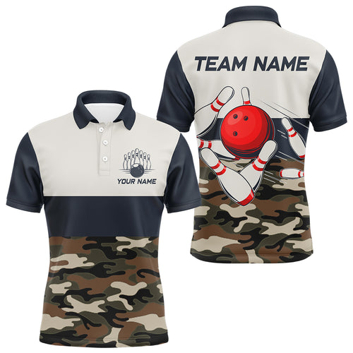 Custom Camo Bowling Team Shirts for Men Bowling Jersey Polo Bowling Performance QZT510