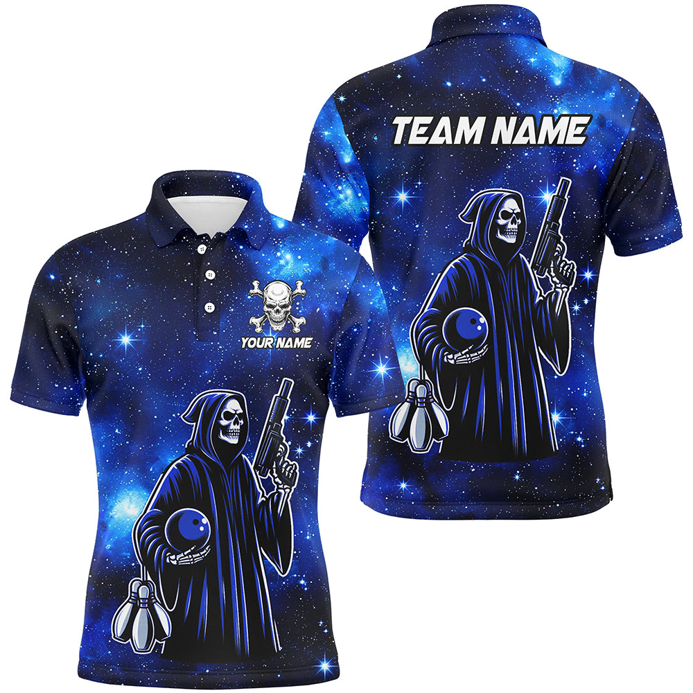 Personalized Bowling Shirt for Men Skull Bowling Team League Polo Shirt Unisex QZT301