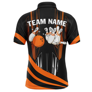 Orange Camo Bowling Shirt Funny Bowling Team Jersey for Men Polo Bowling Shirt QZT258