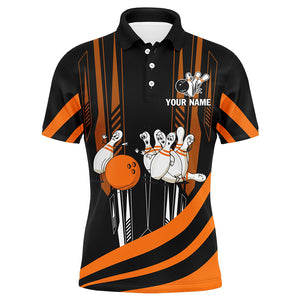 Orange Camo Bowling Shirt Funny Bowling Team Jersey for Men Polo Bowling Shirt QZT258