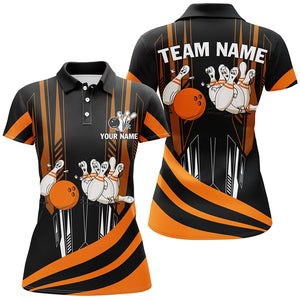 Orange Camo Bowling Shirt Funny Bowling Team Jersey for Women Polo Bowling Shirt QZT258