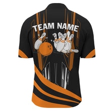 Load image into Gallery viewer, Orange Camo Bowling Shirt Funny Bowling Team Jersey for Men 1/4 Zip Bowling Shirt QZT258