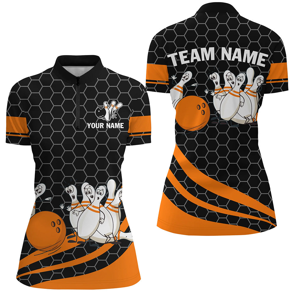 Personalized Women Bowling Shirts 1/4 Zip Bowling Jersey Bowling Team League QZT445