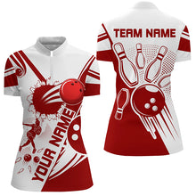 Load image into Gallery viewer, Personalized Bowling Shirt for Women Bowling Team League 1/4 Zip Shirt for Women QZT408
