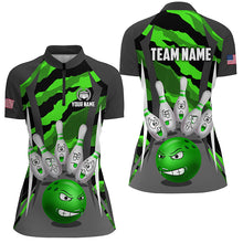 Load image into Gallery viewer, Custom Camo Bowling Shirt Women Bowling Team Jersey Quarter Zip Bowlwing Shirt QZT457