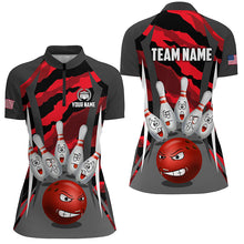 Load image into Gallery viewer, Custom Camo Bowling Shirt Women Bowling Team Jersey Quarter Zip Bowlwing Shirt QZT457