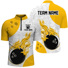 Load image into Gallery viewer, Men Flame Bowling Shirt Custom Orange Bowling Jerseys Team League Quarter-Zip QZT283