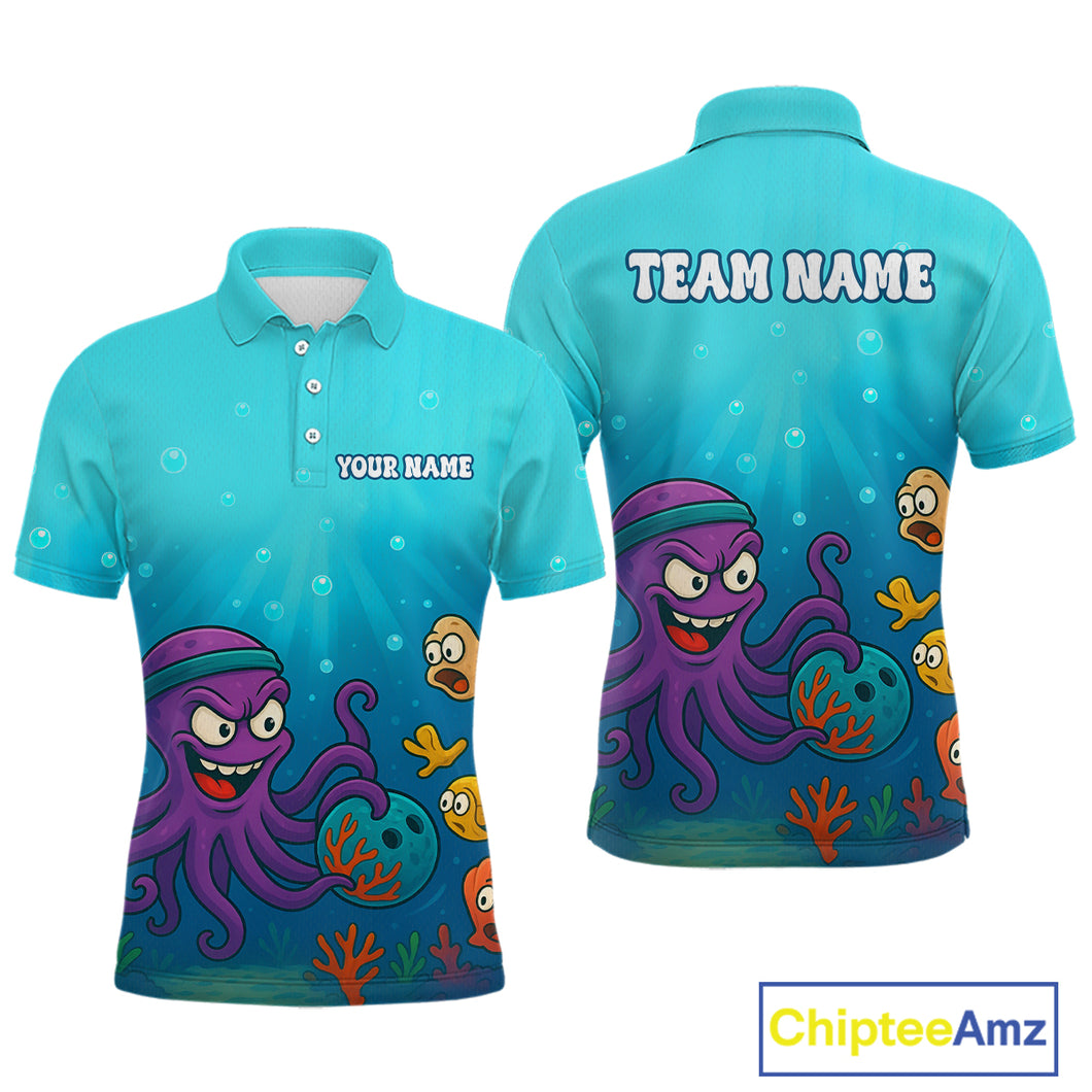 Custom Octopus Bowling Shirt for Team Bowling Jersey for Men Bowling Accessories QZT769