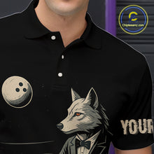 Load image into Gallery viewer, Personalized Black Wolf Bowling Jersey for Men Bowling Team Shirt Polo &amp; 1/4-Zip Bowling Unisex QZT702