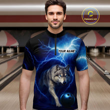 Load image into Gallery viewer, Custom Bowling Shirts for Men Thunder Bowling Jerseys Bowling Team League Polo &amp; Quarter-Zip QZT704