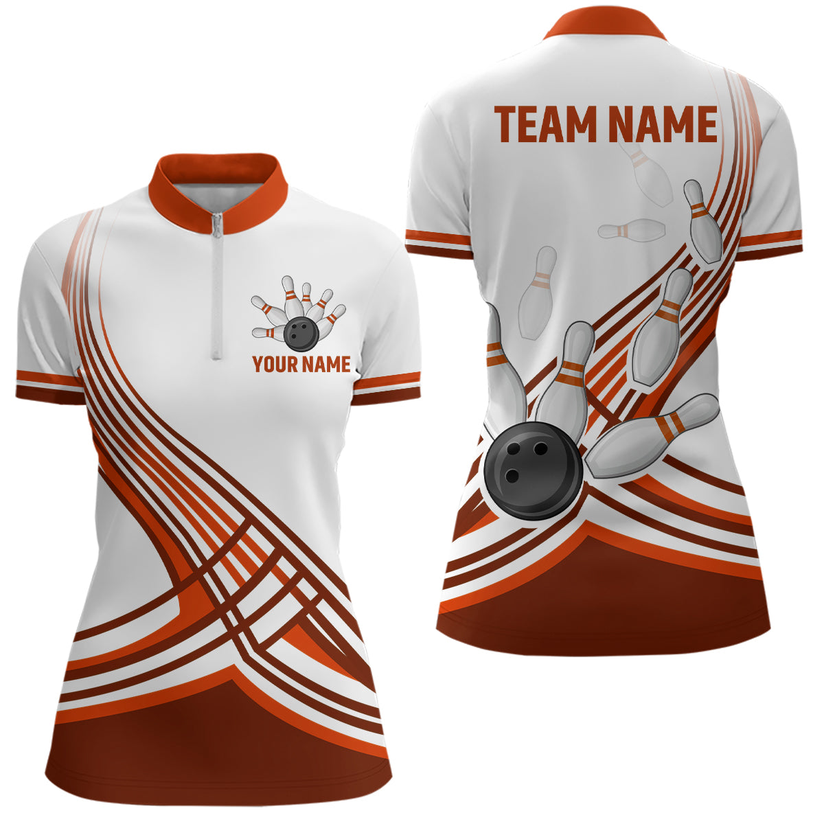Personalized Women's Bowling Jersey Quarter Zip Bowling Team Shirts Bowling Gifts QZT502