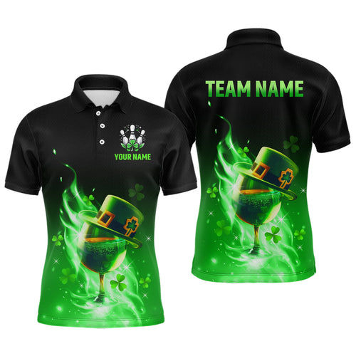 Custom Bowling Shirt Unisex Green Shamrock Lucky Clover Polo Bowling Jersey QZT624