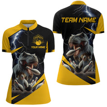 Load image into Gallery viewer, Yellow &amp; Black Thunder Bowling Shirts Custom Bowling Quarter-Zip Jersey for Men Women QZT669