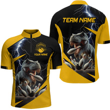 Load image into Gallery viewer, Yellow &amp; Black Thunder Bowling Shirts Custom Bowling Quarter-Zip Jersey for Men Women QZT669