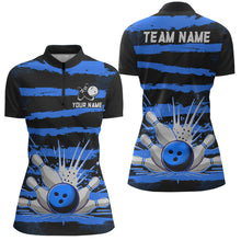 Load image into Gallery viewer, Women Camo Bowling Shirts 1/4 Zip Custom Bowling Team Jersey League Multicolor QZT472