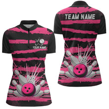 Load image into Gallery viewer, Women Camo Bowling Shirts 1/4 Zip Custom Bowling Team Jersey League Multicolor QZT472