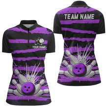 Load image into Gallery viewer, Women Camo Bowling Shirts 1/4 Zip Custom Bowling Team Jersey League Multicolor QZT472