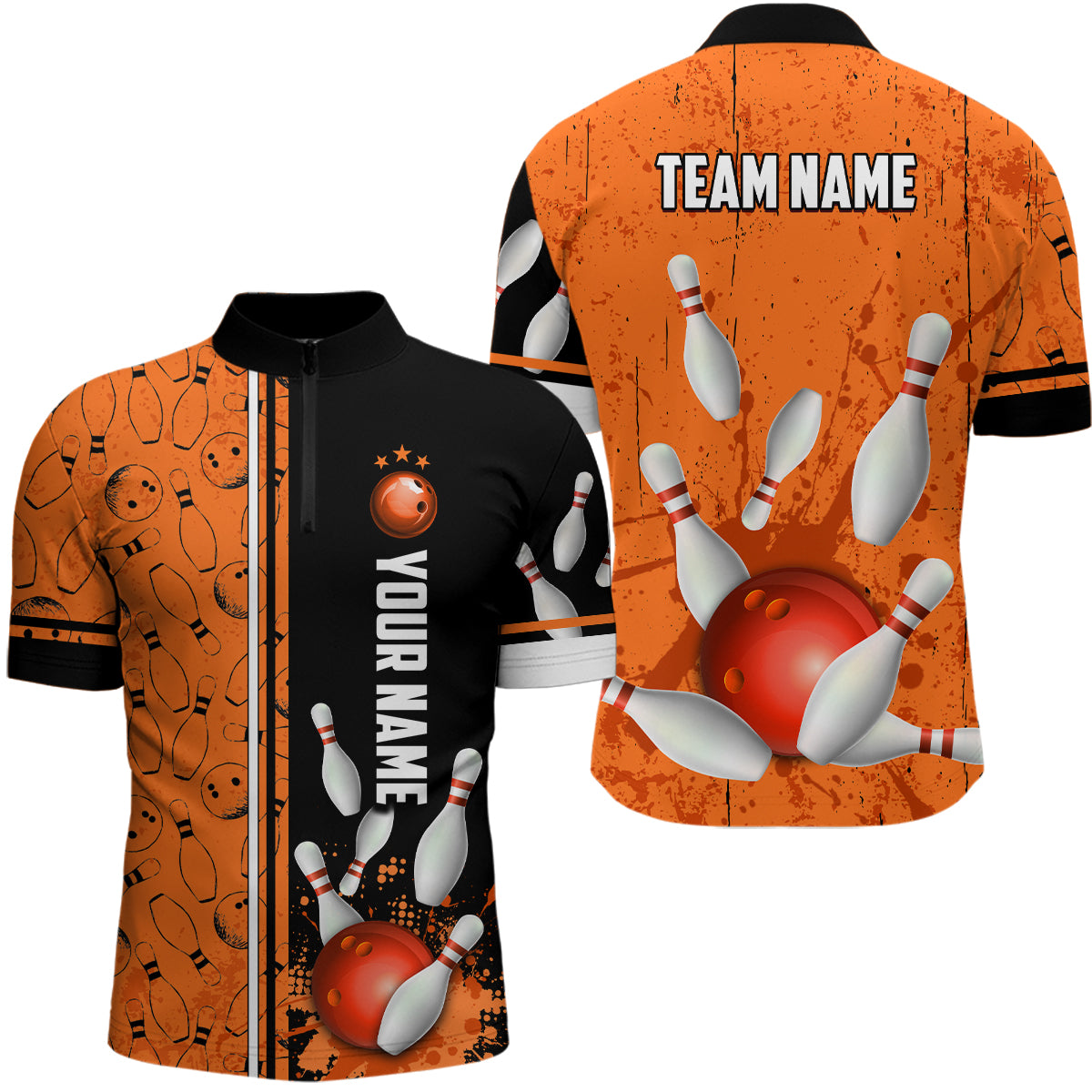 Custom Men Bowling Team Shirts Quarter Zip Bowling Jersey League Muticolor QZT474