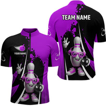 Load image into Gallery viewer, Custom Funny Bowling Shirts for Men Music Bowling Team Jersey Quarter Zip League QZT478