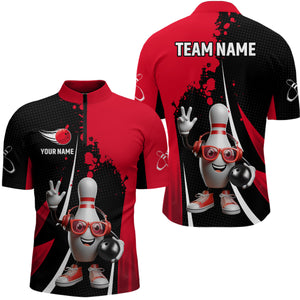 Custom Funny Bowling Shirts for Men Music Bowling Team Jersey Quarter Zip League QZT478