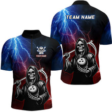 Load image into Gallery viewer, Thunder Bowling Shirt| Grim Reaper Bowling Jersey, Custom Bowling for Men Quarter-Zip Bowling Shirt QZT405
