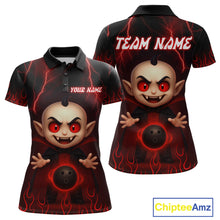 Load image into Gallery viewer, Custom Red Funny Vampire Thunder Bowling Shirt Polo &amp; 1/4-Zip Bowling League Jersey for Women Outfit QZT753