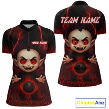 Load image into Gallery viewer, Custom Red Funny Vampire Thunder Bowling Shirt Polo &amp; 1/4-Zip Bowling League Jersey for Women Outfit QZT753