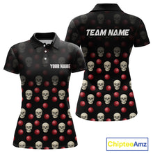 Load image into Gallery viewer, Skull Bowling Shirt Personalized Polo Bowling Team jersey Pattern Bowling League QZT690