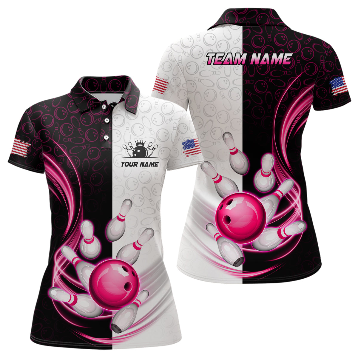 Custom Bowling Shirts for Women Camo Bowling Jersey Polo Bowling Team League QZT449