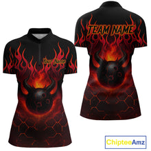 Load image into Gallery viewer, Red Flame Demon Bowling Ball Shirt for Women Custom Bowling Team Jersey Bowling Outfit QZT758