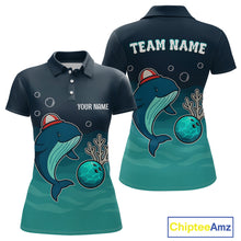 Load image into Gallery viewer, Custom Dolphin Bowling Shirt Summer Bowling Team League Polo Bowling Outfit QZT699