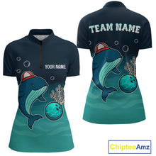 Load image into Gallery viewer, Custom Dolphin Bowling Shirt Summer Bowling Team League Quarter-Zip Bowling Outfit QZT699