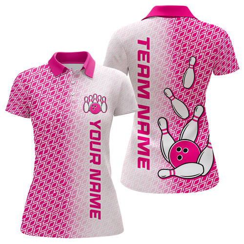 Personalized Pink Bowling Shirts Polo Bowling Jersey for Women Bowling Gifts QZT493