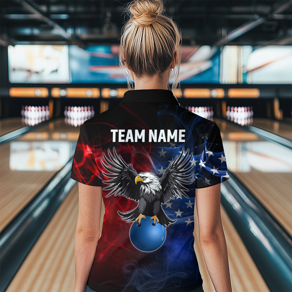 Personalized American Bowling Shirts Men Women Eagle Polo Bowling Team Jersey QZT543