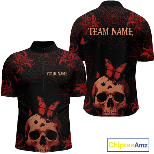 Skull Halloween Team Shirt Custom Horror Bowling Jersey for Men Bowling League Bowling Outfit QZT734