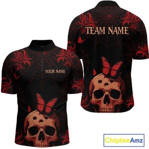 Skull Halloween Team Shirt Custom Horror Bowling Jersey for Men Bowling League Bowling Outfit QZT734