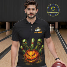 Load image into Gallery viewer, Custom Zombie Pumpkin Bowling Jersey for Men Halloween Bowling Team Shirt Bowling Gifts QZT730